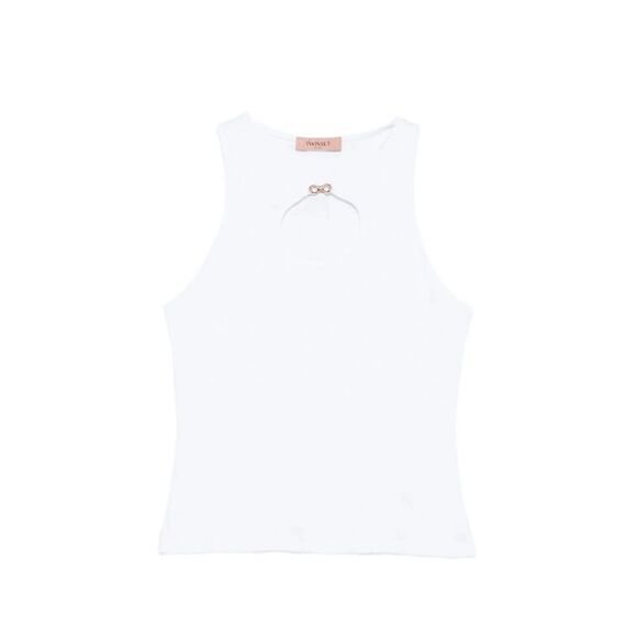 Twin Set Women Ribbed Tank Top With `Infinity` Logo